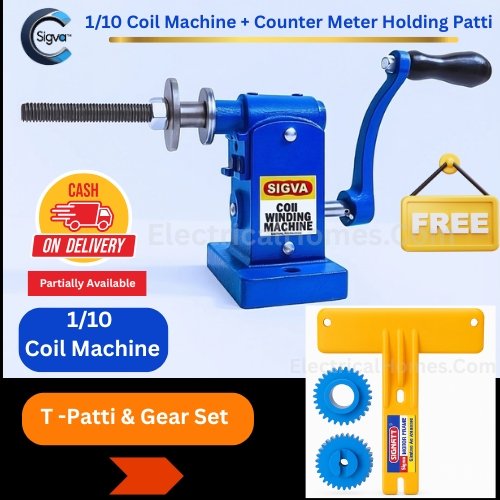 sigva coil winding machine with counter meter holding patti and gear set