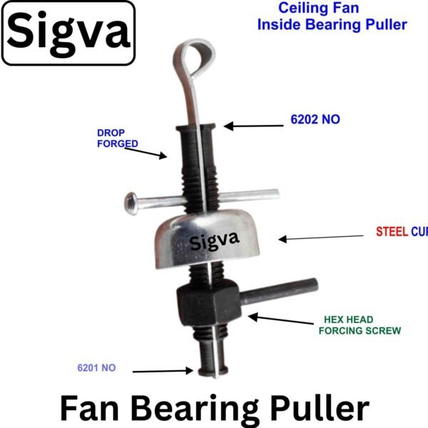 Sigva 2 in 1 Fan Bearing Puller , Heavy Bearing Fan Pullers Type 6201-6202 Ceiling Fan Lever Tool (14 cm)